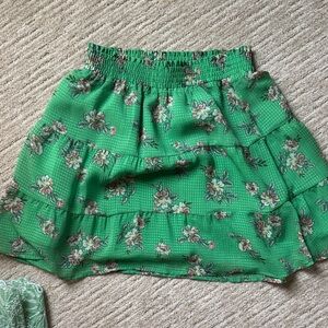 LOFT Green Floral Mini Skirt